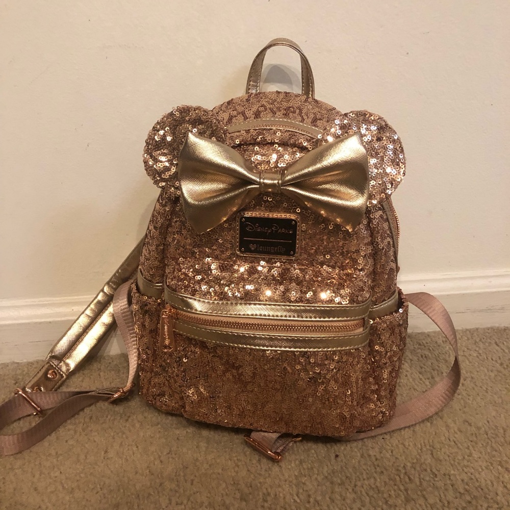 Rose Gold Minnie Ears Mini Loungefly Backpack